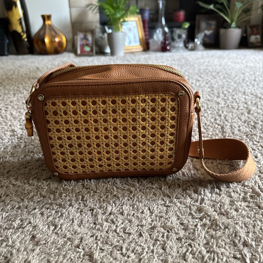 Rachel Zoe Brown Tan Woven Crossbody Bag